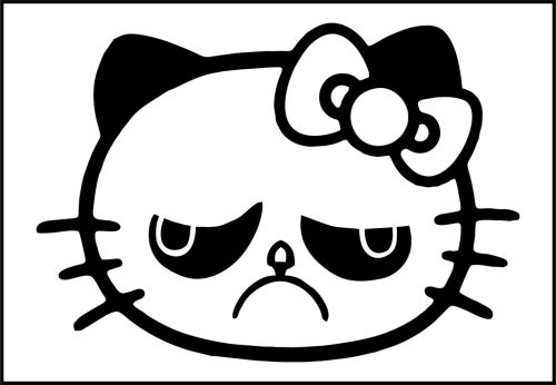 Csúnya arcú Hello Kitty matrica