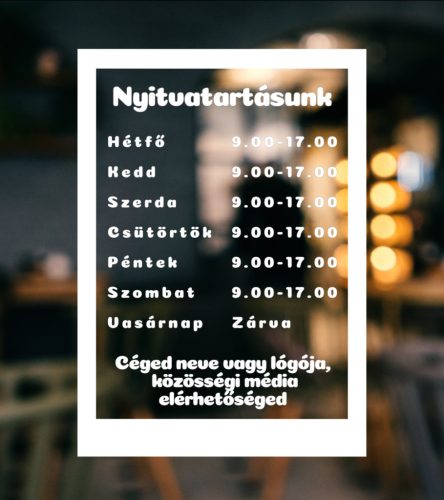Prémium nyitvatartás matrica 3