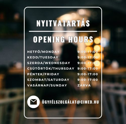 Prémium nyitvatartás matrica 13