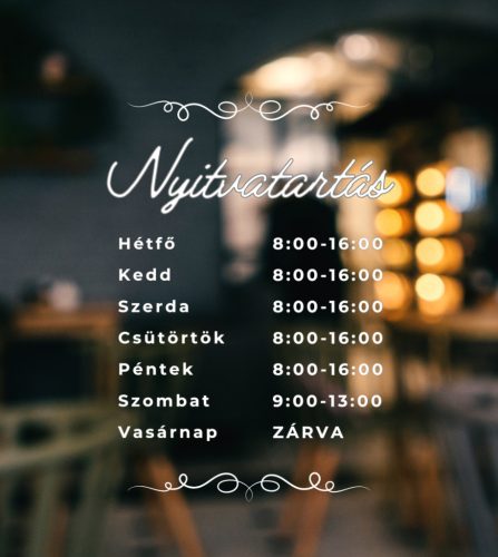 Prémium nyitvatartás matrica 14