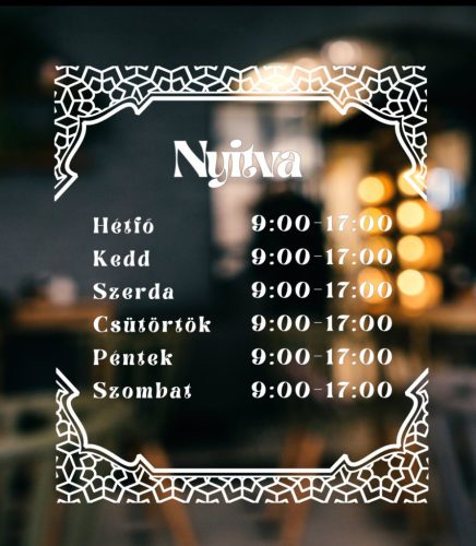 Prémium nyitvatartás matrica 23