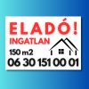 Eladó ingatlan tábla m2 és telefonszámmal