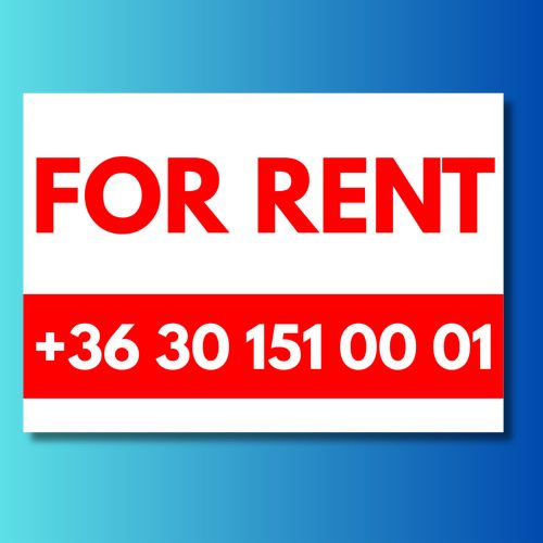 For rent tábla számmal