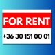 For rent műanyag tábla