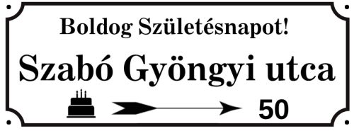 Egyedi utcatábla szülinapi