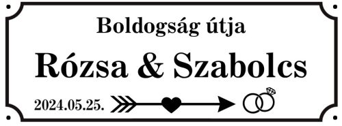 Egyedi utcanév tábla nászajándék